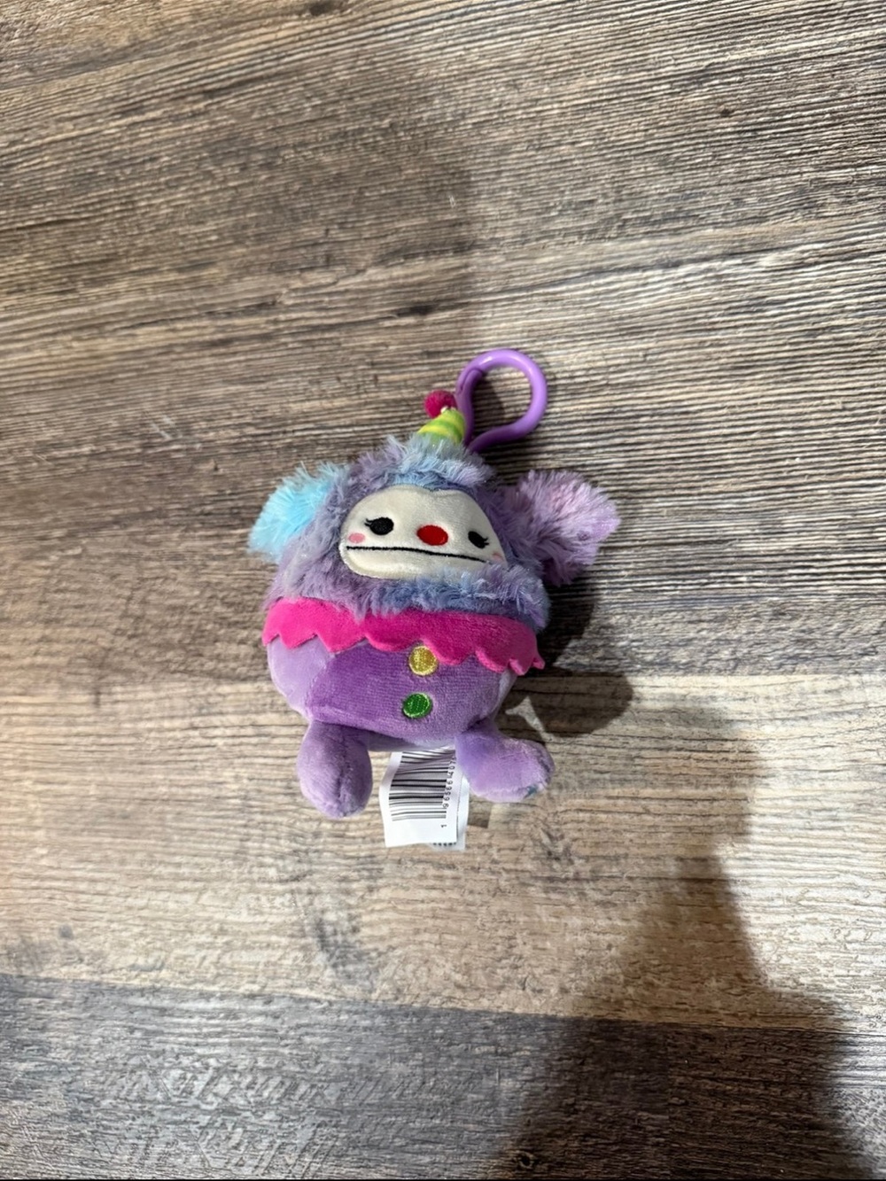 Purple Plush Clip-On Toy Keychain Squishmallows yekaterina clown Bigfoot